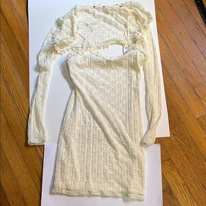 Forever 21 Cream Long Sleeve Dress